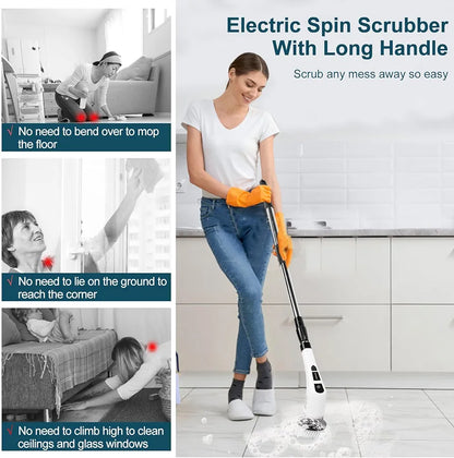 7 in 1 Electric Spin Scrubber Cleaning Brush Cordless for Kitchen Bathroom Tile Grout Household Portable Tool