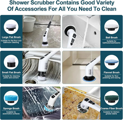 7 in 1 Electric Spin Scrubber Cleaning Brush Cordless for Kitchen Bathroom Tile Grout Household Portable Tool