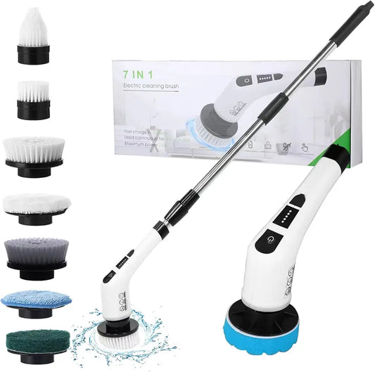 7 in 1 Electric Spin Scrubber Cleaning Brush Cordless for Kitchen Bathroom Tile Grout Household Portable Tool