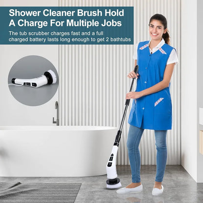 7 in 1 Electric Spin Scrubber Cleaning Brush Cordless for Kitchen Bathroom Tile Grout Household Portable Tool