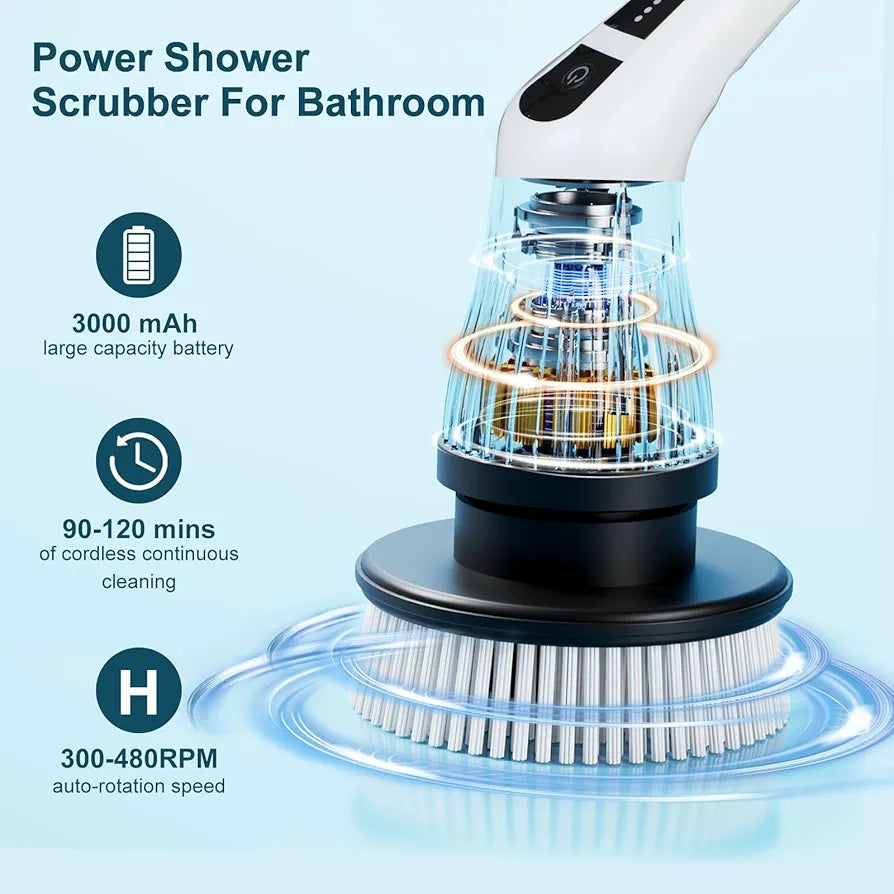 7 in 1 Electric Spin Scrubber Cleaning Brush Cordless for Kitchen Bathroom Tile Grout Household Portable Tool