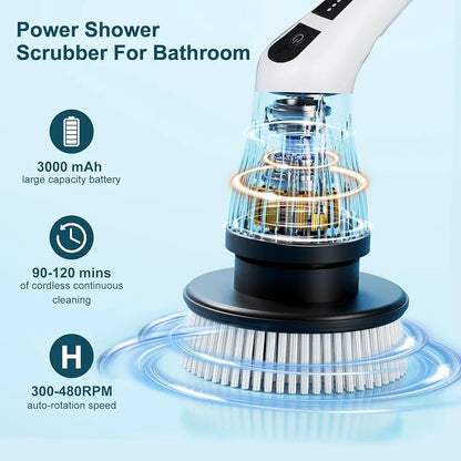 7 in 1 Electric Spin Scrubber Cleaning Brush Cordless for Kitchen Bathroom Tile Grout Household Portable Tool
